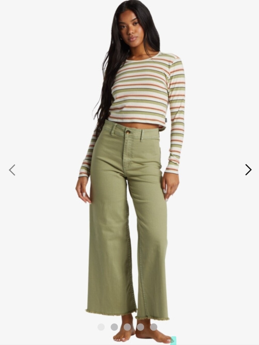 Billabong Womens  Wide-Leg Chinos in Light Olive